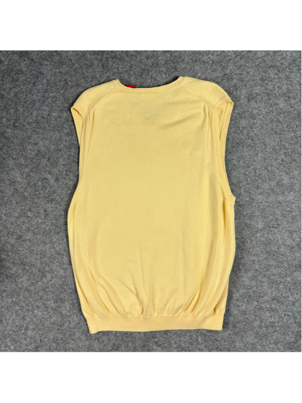 IZOD Golf Sweater Vest XL Yellow Argyle V Neck 100% Cotton Mens Preppy - Picture 6 of 12